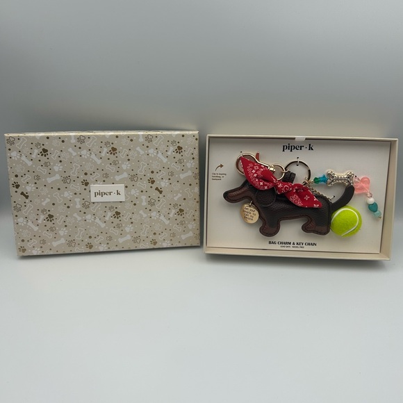 Piper K Accessories - *New* Piper K Dachshund Key Chain and Bag Charm with Bandana, Ball, and Charms